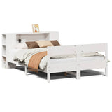 Bookcase Bed without Mattress White 150x200 cm King Size Solid Wood Pine 3322946