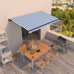 ZNTS Manual Retractable Awning 450x350 cm Blue and White 3069196