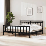 3100982 Bed Frame without Mattress Black Solid Wood 200x200 cm