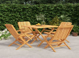 Garden Dining Set Brown Solid Teak Wood 5 Piece Set Foldable 3155037