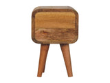 Solid Wood Extra Mini Curved Oak-ish Bedside, 2 Drawers, Brown B2743P403127