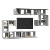 10 Piece TV Cabinet Set Concrete Grey Engineered Wood 3079144