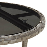 Garden Table 60x75 cm Tempered Glass and Poly Rattan Grey 310600
