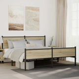Metal Bed Frame without Mattress Sonoma Oak 160x200 cm 3301400