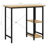 Computer Desk Black and Light Oak 80x40x72 cm MDF and Metal 20557