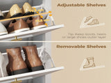 Shoe Cabinet with 3 Flip Drawers, Farmhouse Narrow Shoe Storage Cabinet with Adjustable Shelves, T3398P552568
