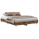 Bed Frame No Mattress Smoked Oak 150x200 cm King Size Engineered Wood 3328712