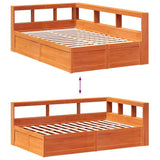 Bookcase Bed without Mattress Wax Brown 140x190cm Solid Wood Pine 3324474