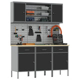 Work Cabinet with Drawer 7 pcs Black Engineered Wood and Steel 3321430