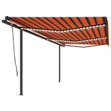 Manual Retractable Awning with LED 6x3 m Orange and Brown 3070205