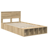 Bed Frame with Shelf Sonoma Oak 120 x 200 cm Engineered Wood 3408391