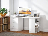 Computer Desk, Writing Table, PC Workstation with 3 Storage Shelves and Drawers, Silver Handle, for T3398P423542
