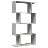 Room Divider Bookcase 4-Tier Concrete Grey 70x24x129 cm Engineered Wood 858105