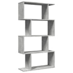 ZNTS Room Divider Bookcase 4-Tier Concrete Grey 70x24x129 cm Engineered Wood 858105