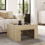 ZNTS Coffee Table with Infinity LED Sonoma Oak 50x50x30 cm 847604