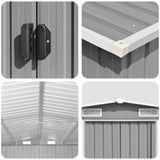 Garden Shed Metal Grey Galvanized Steel 257x489x181 cm 143349