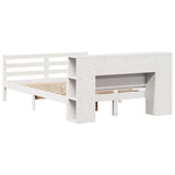 Bookcase Bed without Mattress White 135x190 cm Double Solid Wood Pine 3322198