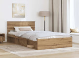 Bed Frame Artisian Oak 100 x 200 cm Solid Pine Wood 3410644