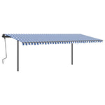 ZNTS Manual Retractable Awning with Posts 6x3.5 m Blue and White 3070276