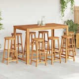 Bar Stool Set of 8 Natural wood Solid Acacia wood Standard 3115986