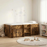 Loft Bed Frame with Cabinet 3 pcs Smoked Oak Engineered Wood 3423378