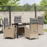 Garden Dining Set with Cushion 5 pcs Beige Poly Rattan 3380514