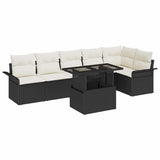 Garden Sofa Set with Cushion 7 pcs Black Poly rattan 3348293