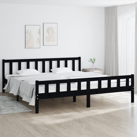 Bed Frame without Mattress Black Solid Wood 200x200 cm 810703