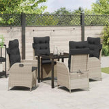 Garden Dining Set with Cushion 5 pcs Light Grey Poly Rattan 3380520