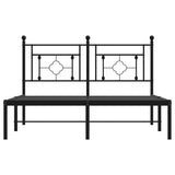 Metal Bed Frame without Mattress with Headboard Black 140x190cm 374339