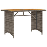 Garden Table with Wooden Top Grey 110x68x70 cm Poly Rattan 366356