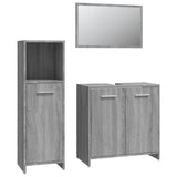 ZNTS 3 Piece Bathroom Furniture Set Grey Sonoma Engineered Wood 3154407