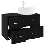 Bathroom Furniture Set 2 pcs Black Oak Engineered Wood 3403985