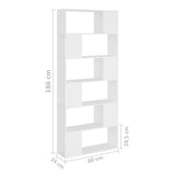 Book Cabinet Room Divider White 80x24x186 cm Engineered Wood 809152