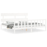 Bed Frame without Mattress White Super King Size Solid Wood Pine 3193287