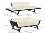 2-Seater 2-in-1 Rattan Convertible Sofa Daybed Brown T3398P320157
