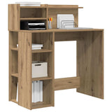 Desk with Shelf Artisan Oak 90 x 48 x 101.5 cm Engineered Wood 869529