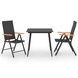 Dining Set Black and Brown PE Rattan, WPC, Steel, Glass Standard 3060088