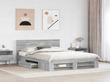 Bed Frame Grey Sonoma 160 x 200 cm Engineered Wood 3408744