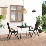 Dining Set Black and Brown PE Rattan, WPC, Steel, Glass Standard 3060088