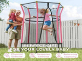 Kids Trampoline Mini Bouncer with Enclosure Safety Net For Ages 3-10 Years - Pink T3398P348058