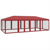 Party Tent with 12 Mesh Sidewalls Red 8x4 m HDPE 4010075