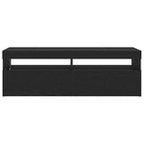 TV Cabinet with LED Black Oak 120 x 35 x 40 cm Engineered Wood 862553