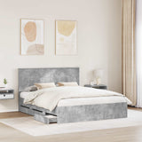 Bed Frame with Drawer Concrete Grey 160 x 200 cm Engineer Wood 3411099