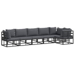 Garden Sofa Set with Cushion Black Aluminium 3378868