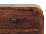Solid Wood Extra Mini Curved Chestnut Bedside, 2 Drawers, Dark Brown B2743P403497