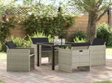 Garden Dining Set 5 pcs Light Grey Poly Rattan 3380609