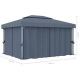 Gazebo with Curtain&LED String Lights 4x3 m Anthracite 3070355
