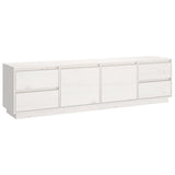 TV Cabinet White 176x37x47.5 cm Solid Wood Pine 814320