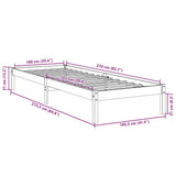Extra Long Bed Frame without Mattress White 100x210 cm Solid Wood Pine 852405